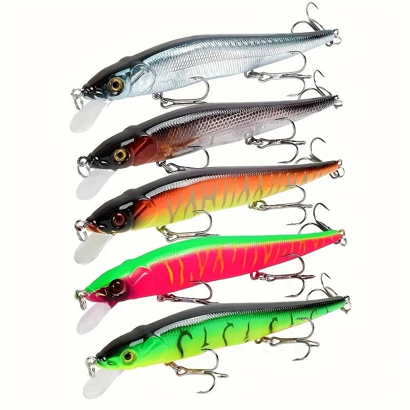 1pc 4.52inch/0.49oz Plastic Simulation Lure, Minnow Hard Bait With 3 Treble Hooks, Artificial Bait For Pike Carp