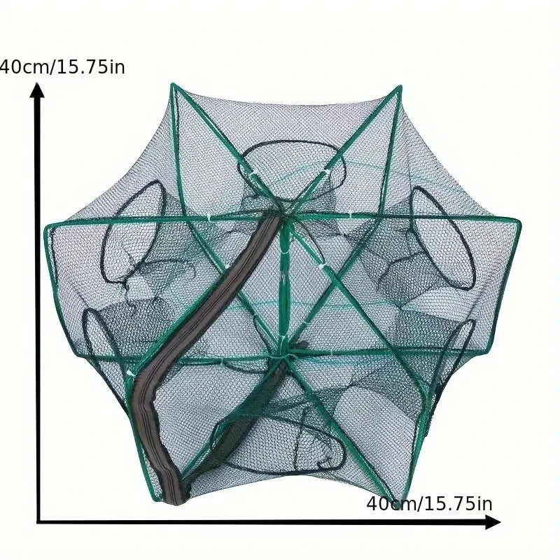 Foldable Hexagon Fishing Trap Net – 6-Hole Mesh Cage for Minnow, Crab, Shrimp & Crawdad Catching