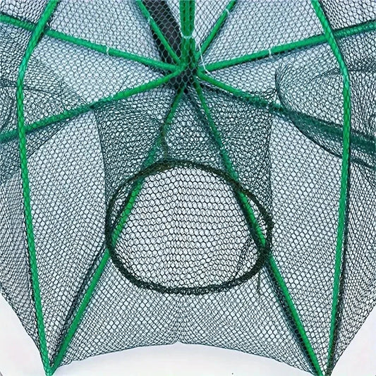 Foldable Hexagon Fishing Trap Net – 6-Hole Mesh Cage for Minnow, Crab, Shrimp & Crawdad Catching