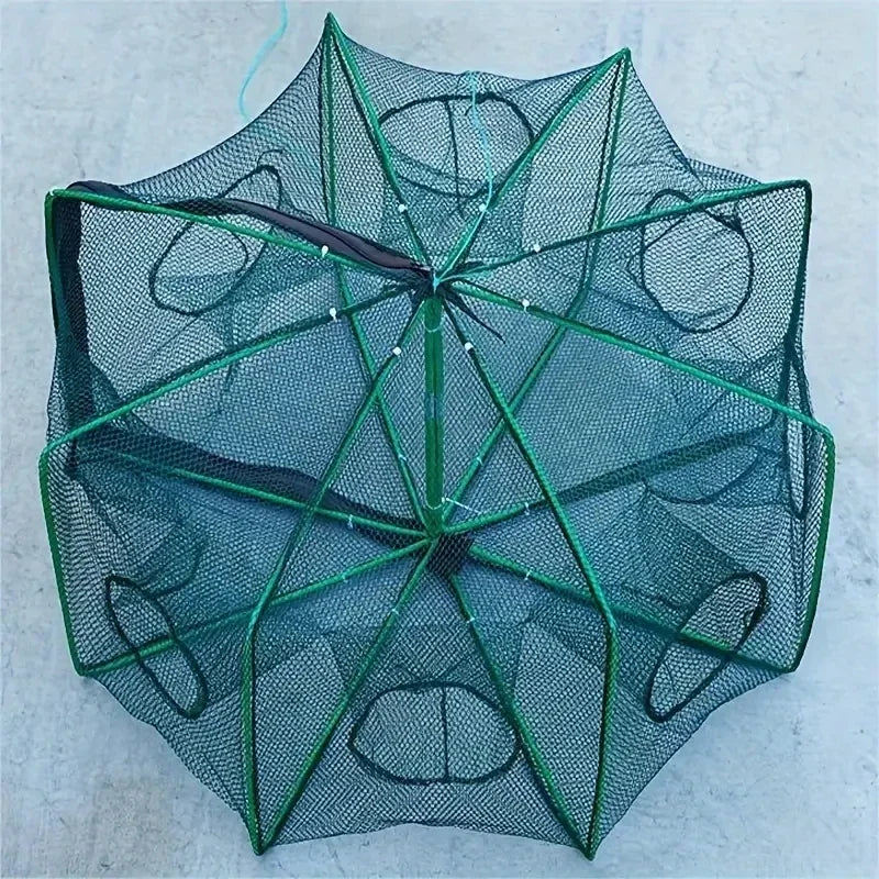 Foldable Hexagon Fishing Trap Net – 6-Hole Mesh Cage for Minnow, Crab, Shrimp & Crawdad Catching