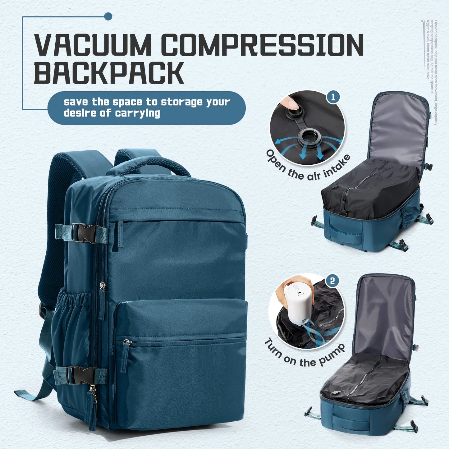 Vacuum Backpack Travel Bag for Men Large Capacity Backpack Business Laptop Backpack Women Men Expandable Backpack School Bag